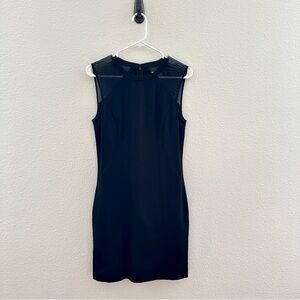 Banana Republic Black Mesh Panel Shift Dress Sz 6 Little Black Dress LBD Office